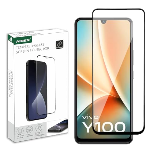 Image of AIBEX Tempered Glass for Vivo Y100 / Vivo T2 5G / Samsung A33 5G| 9H Hardness | Anti-Glare & Anti-Fingerprint | Water Resistant | Edge-to-Edge Full Screen Protector | Bubble-Free Installation
