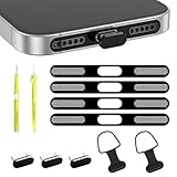 USB C Staubschutz 11-teiliges Set, Anti-Verlust USB C Schutzkappe mit Lautsprecher-Gitter für Ladebuchse kompatibel mit iPhone 17 Pro Max/16 Pro Max/15 Pro Max & USB C Stöpsel Handy (Max Schwarz)
