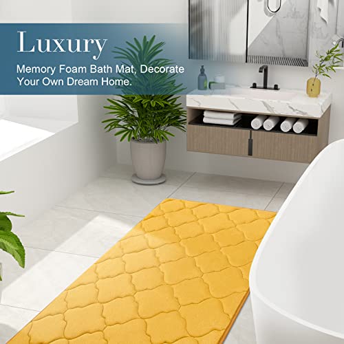 Olanly Memory Foam Bath Mat Rug, Ultra Soft Non Slip And Absorbent Bathroom Rug, Machine Wash Dry, Comfortable, Thick Bath Rug Carpet For Bathroom Floor, Tub And Shower, 24X16, Yellow #TOP5