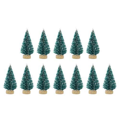 12 mini árvore Natal artificial, decoração cedro seda sisal, pequenas árvores natal com bamadeira, p