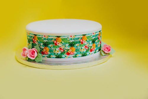Edible Decor Sheet Tropical Flower Pineapple themed Border Ribbon - Perfect for Decorating Larger Cakes- Easy to Use