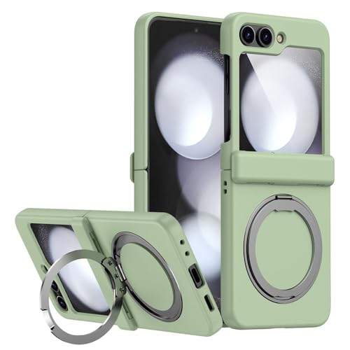 Coque Samsung Z Flip 6 avec charge sans fil et anneau rotatif 360 vert