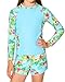Ghteas Girls Long Sleeve Round Neck Rash Guard with Print Pattern Swim Trunks Outfit 2 Piece Sun Protection Swimsuit Fashion Swimwear Girl Swim Suits Size 11-12 Blue