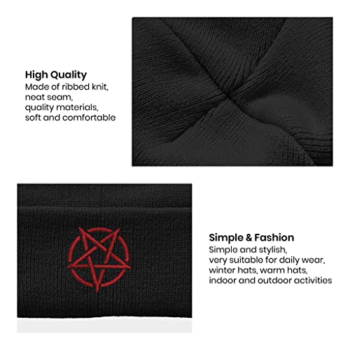 Image of Embroidery Goth Beanie Knit Hats for Men & Women, Embroidery Winter Hats Skull Cap