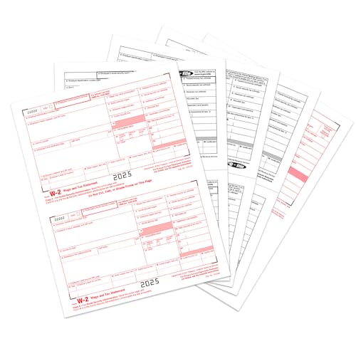 W2 Forms 2025, 6 Part Tax Forms, 25 Employee Kit