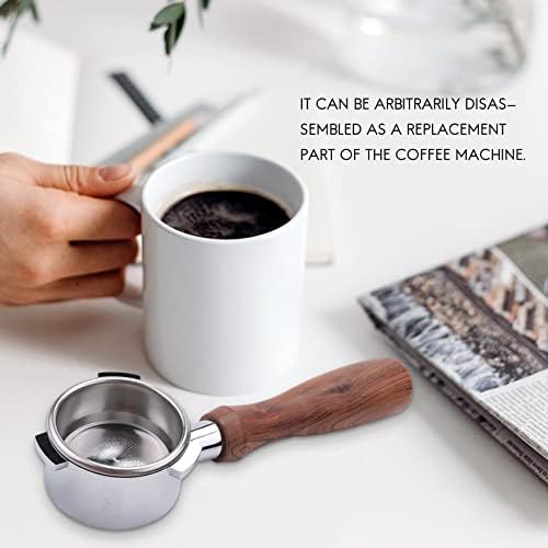 DUKHA 54mm Bottomless Portafilter, Stainless Steel Coffee Espresso Machine Wood Handle, Bottomless Filter Holder Portafilter Wooden Handle Accessory