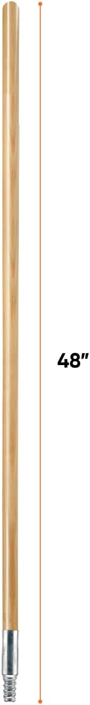 Superio 48" Hardwoood Wood Handle with Threaded Metal Tip for Mops, Squeeges, 2 Pack