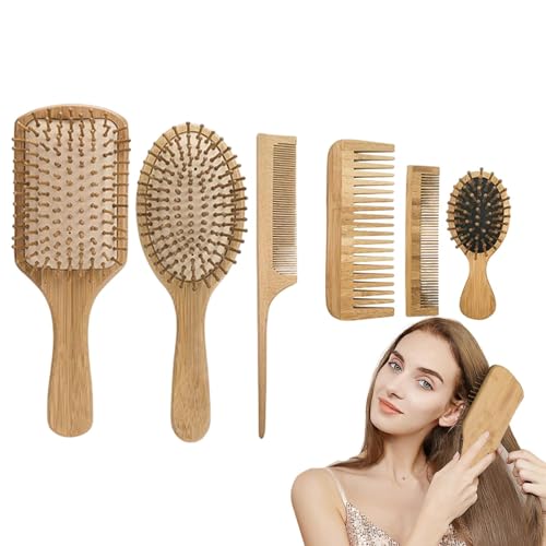 Cepillo de madera para el cabello, peines de masaje, cepillos antiestáticos para el cabello, 6 unidades, masaje del cuero cabelludo, cepillo de cojín de aire de peluquería, cepillos antiestáticos