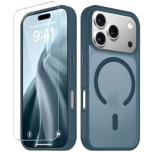 Image of YENAPOON for iPhone 17 Pro Case, Matte Magnetic Phone Cover [with 1 Screen Protector] [Support for MagSafe] [Shockproof Military Grade Protection] Translucent Frosted Back, Lavender Gray