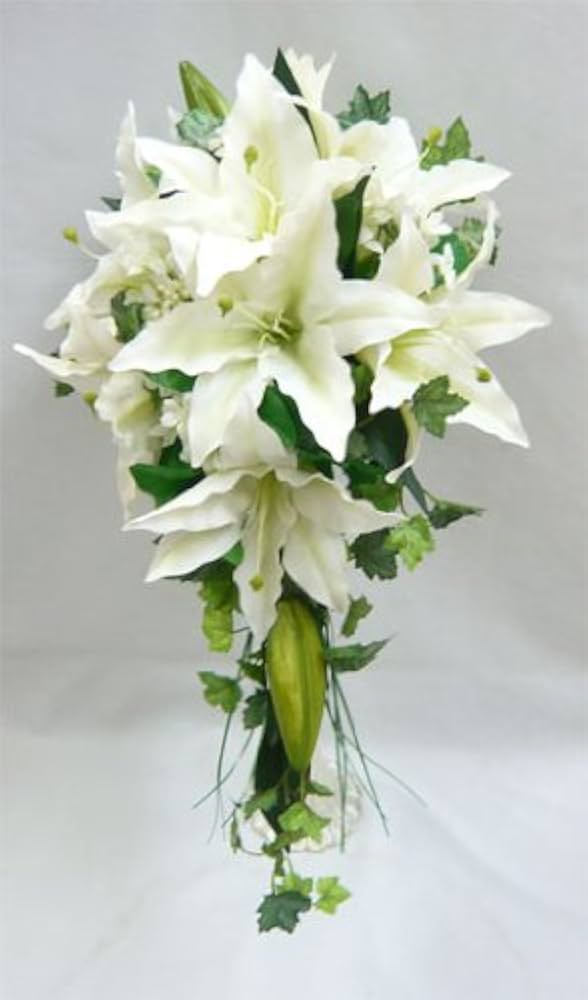 Amazon｜アートフラワー（造花）ブーケ/ユリキャスケードブーケ