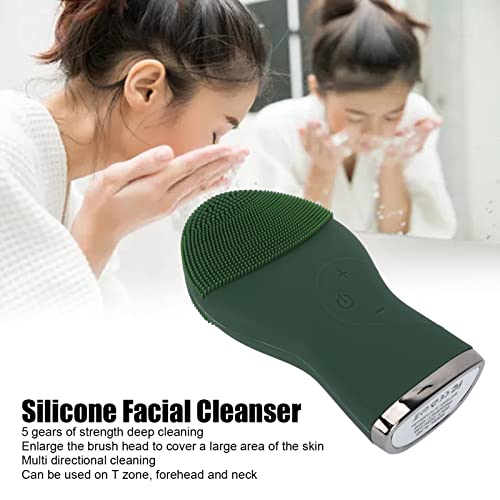 Limpador facial de silicone, cabeça de escova ampliada, vibração de alta frequência, ajuste de 5 mar