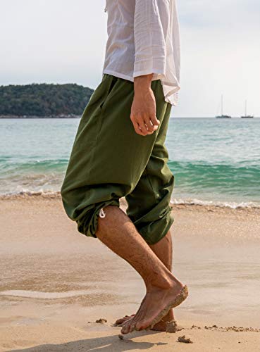 Candyhusky Men Casual Lounge Jogging Workout Yoga Pants Elastic Waist Drawstring Xl/Xxl, Green #TOP5