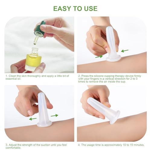 airogym Ferramenta de massagem Gua Sha com pedra de jade, conjunto de ventosas faciais de silicone,