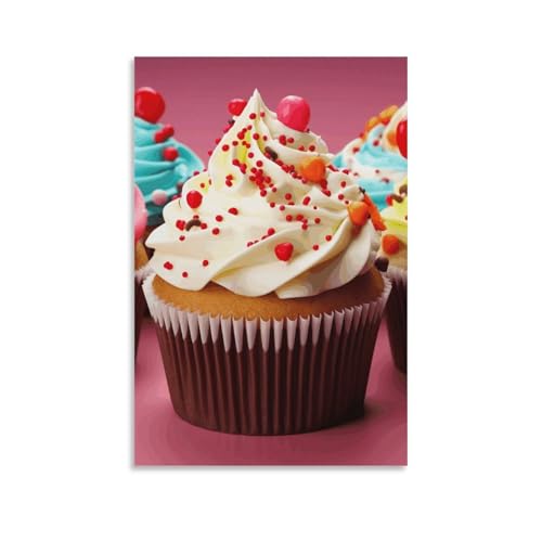 Décoration murale moderne cupcake sur toile pour illuminer un bureau