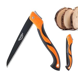 Folding Hand Saw, MONGSEW 9.5 inch Blade Pruning Camping Saw, Triple-cut Razor Teeth Tree Saw for Tree Wood Cutting Trimming, SK5 Carbon Steel, Ergonomic Handle