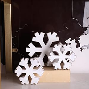 Wawoo 3 pieces winter farmhouse snowflake decor white distressed snowflakes for christmas photo props fireplace  urban country home decor