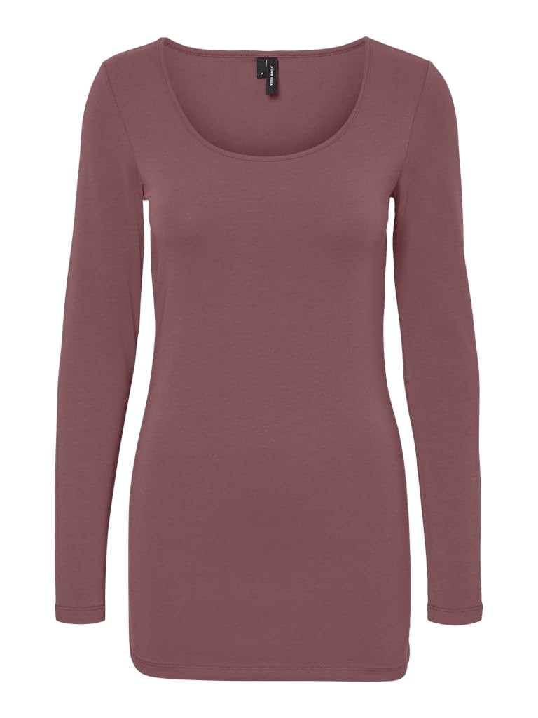 VERO MODA Women's Vmmaxi My Ls Soft Long U-Neck Ga Noos Long-Sleeved Shirt, L