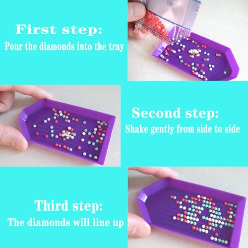 20PCS Purple Plastic Diamond Painting Trays,3.5inches x 1.9inches Bead Sorting Trays Organizer, Diamond Painting Tool Accessories for DIY Art Craft (Purple 20PCS)