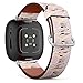 CJBROES Replacement Leather Watch Band, Compatible with Fitbit Versa 3 and Fitbit Sense of Wristband Bracelet Accessory - Pink Marker Circles Black