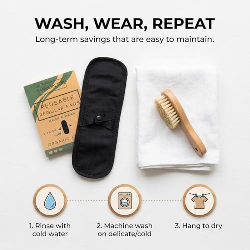 Image of Tampon Tribe - Reusable Menstrual Pads (2 Pack) - Zero Waste Organic Cotton Cloth - Washable, Leak Free, OdorFree, Toxin Free, Eco Friendly Sanitary Menstrual Pads for Women - Medium Absorbency