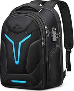 MATEIN 55L Gaming Backpack with Rain Cover, 18 Inch Waterproof Backpack with Well Padded Laptop Compartment, Lockable Large Computer Bags for Laptops and Gaming Accessories with Insulated Pocket