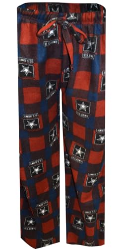 Mens US Army Maroon and Navy Plaid Fleece Lounge Pant