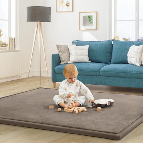 Image of Baby Play Mat for Floor Nursery Rug Muscle Mat Area Rug Playroom Rug 50 inchx50 inch Playpen Mat Elastic Foam 1.3 inch Thick Crawling Mat for Babies,Toddlers, Infants, Kids,Camel