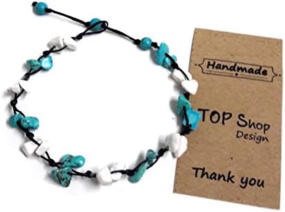 Stone Turquoise Mix Color Bead Anklet or Bracelet Beautiful 26 cm.Handmade for Women Teens and Girls