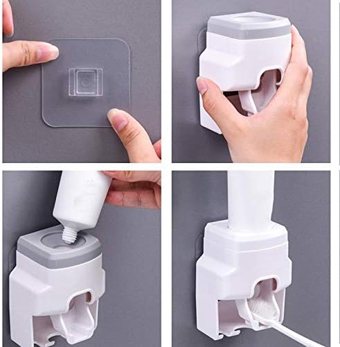 Wall Mount Automatic Toothpaste Dispenser Bathroom Accessories Set Toothpaste Squeezer Dispenser Tool Bathroom Toothbrush Holder(E)
