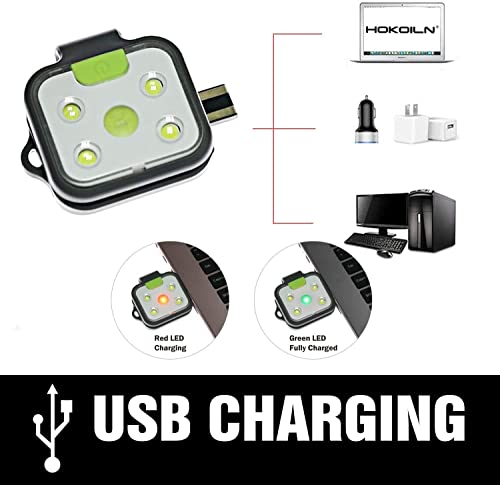 HOKOILN 2 Pack Running Lights for Runners, Rechargeable 4 Modes Clip on Flashlight, LED Night Safety-Light, Reflective Running Gear for Running, Walking, Jogging, Hiking (Black)
