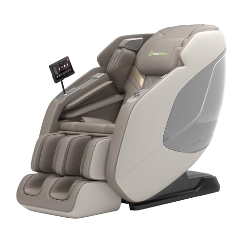 Real Relax 4D Massage Chair Full Body, Zero Gravity SL Track Recliner with Backlit Toch Pad, Negative Ion Purification, Aromatherapy, 20 Auto Modes, Yoga Stretching, Auto Body Scan, Brown El