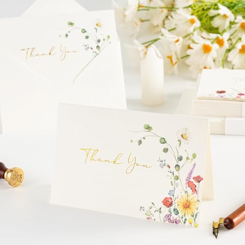 Crisky 4x6 Floral 4 Assorted Thank You Cards (25 Pack) with Envelopes by Crisky - Used condition - Image 5