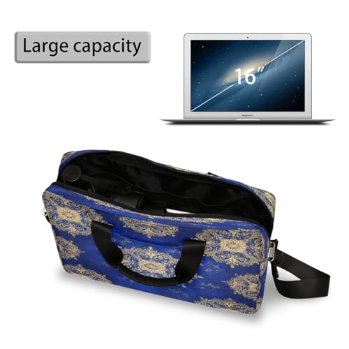 Maletín para laptop 16 pulgadas con diseño mandala azul y dorado miniatura 4