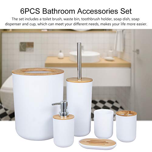 ZEENEEK Bathroom Accessories Set, 6pcs Bathroom Accessories Toothbrush Holder, Toothbrush Cup, Soap Dispenser, Soap Dish, Toilet Brush Holder,Trash Can, for Home, Apartment, Dormitory etc - Thumbnail 4