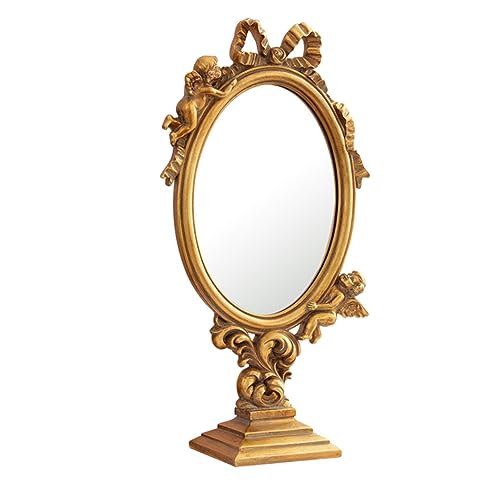 Espejo de maquillaje vintage de mesa con soporte elegante