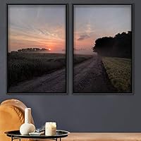 2 Piece Framed Canvas Wall Art Beautiful Sunset Canvas Prints Home Artwork Decoration for Living Room,Bedroom - 16