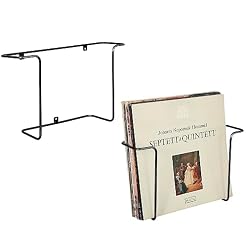 MyGift 2-Pack Vinyl Wall Mount Holder – Floating Record Shelf for Vinyl Display, Black Metal Record Wall Display Shelves - Les Beatles, Paul McCartney, John Lennon, RIngo Starr, George Harrison