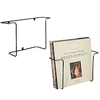 MyGift 2-Pack Vinyl Wall Mount Holder – Floating Record Shelf for Vinyl Display, Black Metal Record Wall Display Shelves - Les Beatles, Paul McCartney, John Lennon, RIngo Starr, George Harrison