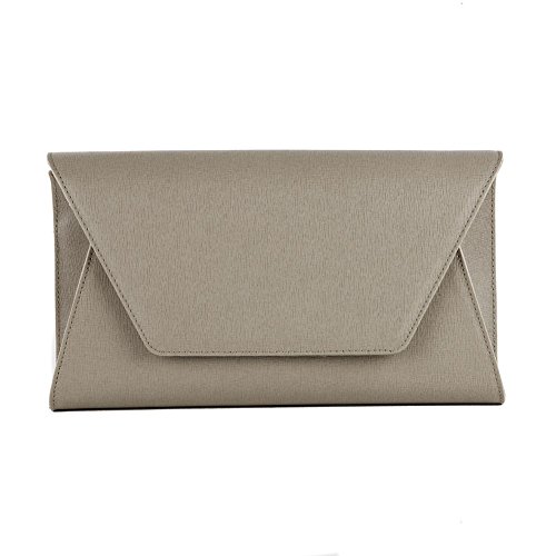 Sac d'embrayage Lula Brun en cuir véritable taupe | Pochette ACLULATAUPE