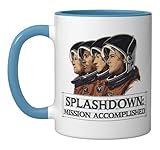 Artemis 2 Moon Mission Crew Splashdown: Mission Accomplishe Ceramic Mug, Blue/White