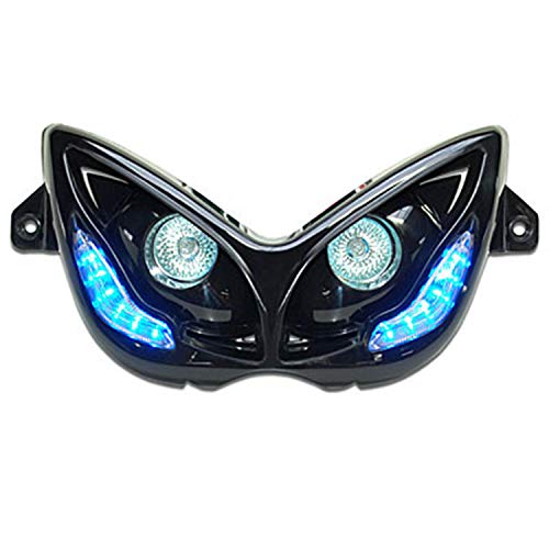 DOUBLE OPTIQUE REPLAY RR8 POUR MBK 50 NITRO 19972012-YAMAHA 50 AEROX 19972012 NOIR AVEC LEDS BLEU