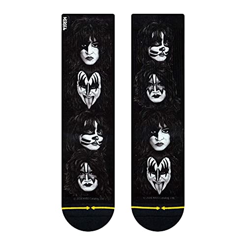 MERGE4 KISS Faces Collectible Large Crew Socks for Men and Women Officially Licensed Black White Iconic Rock and Roll Band2