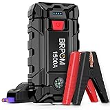 BRPOM Starthilfe Powerbank 1500A 15800mAh 12V Tragbarer Auto/Motorrad Starthilfe (Motoren Bis zu 7,0 L Benzin oder 5,5 L Diesel) Starthilfegerät Autobatterie Starter mit LED Taschenlampe/USBLadegerät