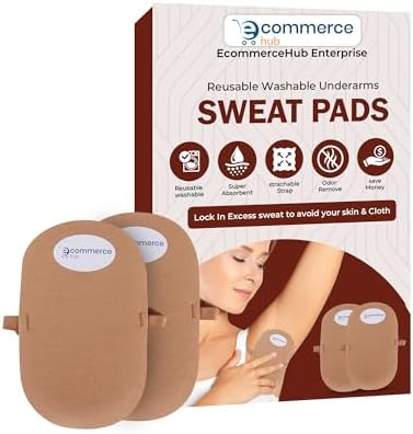 Reusable Washable Underarms Sweat Pads, Under Arm Sweat Protectors,Odor-blocking,Anti-stain,Comfortable sweat-absorbing Sweat Pads, Long-lasting Sweat Protectors, 1 Pair, Brown Color