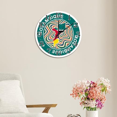 Horloge murale Mozambique cadeau idéal en bois pour anniversaire et fête