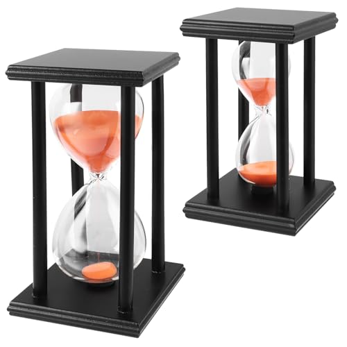 MIVIDE Reloj de arena temporizador 30 60 minutos, reloj de arena juego de relojes de arena marco de madera negro, reloj de arena decorativo, reloj de arena para niños, regalos, cocina, oficina