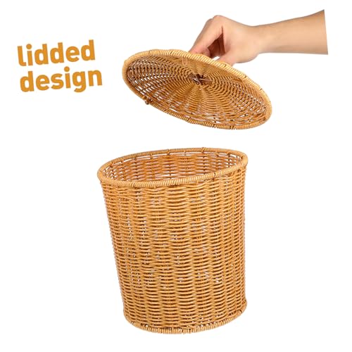 Panier à linge tissé gain de place avec couvercle rigide de protection