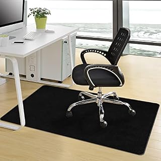 ZOKBOM Office Chair Mat for Hardwood Floors,Corduroy Office Chair Mat 140 x 90 cm (55" x 35"), Multi-Purpose Floor Protector Mat for Home/Office,Non Slip Computer Desk Mat (Blcak)