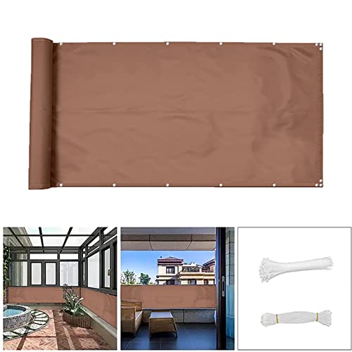 Brise-vue imperméable pour balcon - 80 x 300 cm - Couverture opaque avec œillets et cordon - Parfait pour terrasse et clôture - Marron