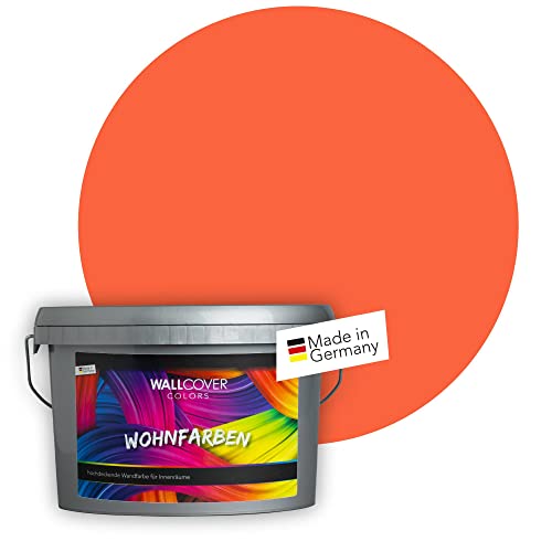 WALLCOVER Colors Peinture murale de qualité supérieure et professionnelle Peinture pour murs intérieurs Orange Aspect mat clair 2,5 l Autres quantités disponibles